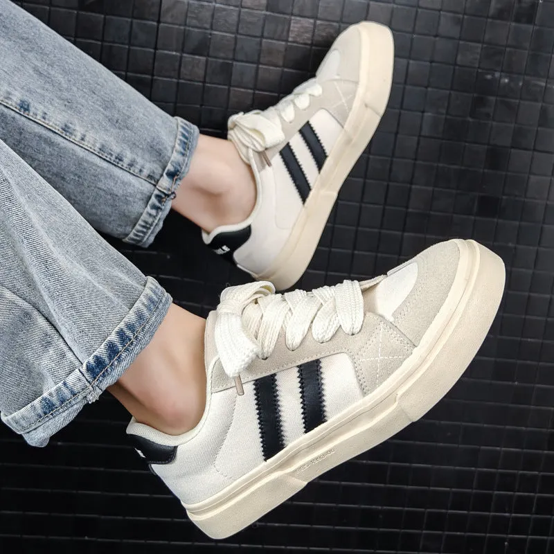 Scarpe da ginnastica da skate piatte in tela casual alla moda da uomo