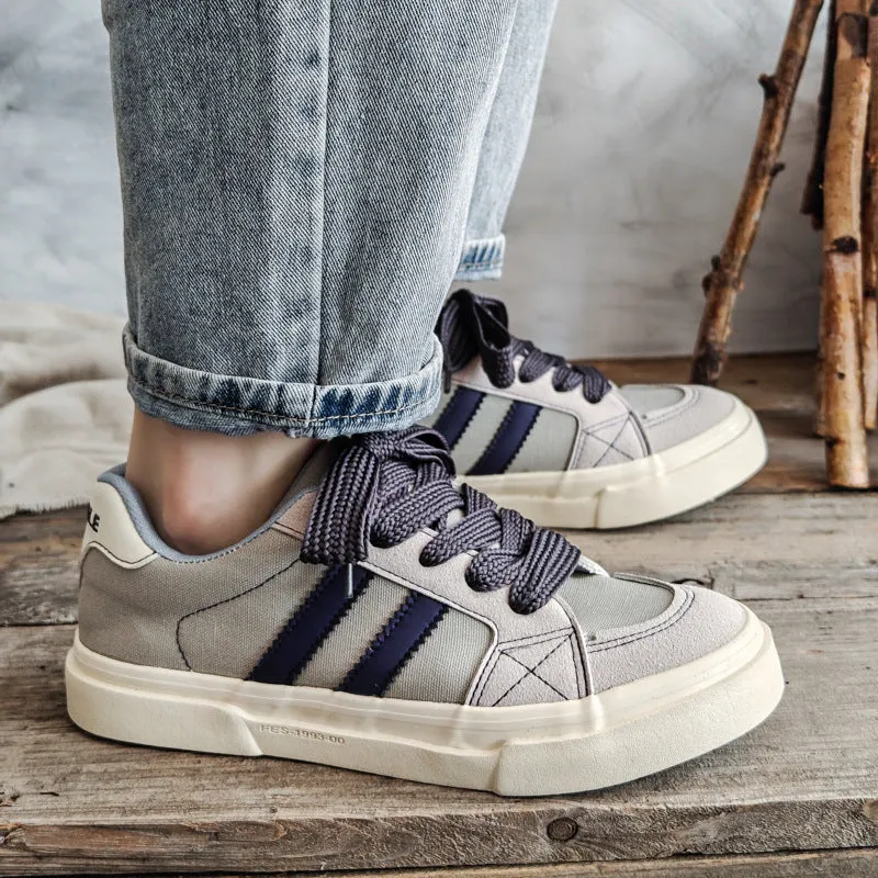 Scarpe da ginnastica da skate piatte in tela casual alla moda da uomo