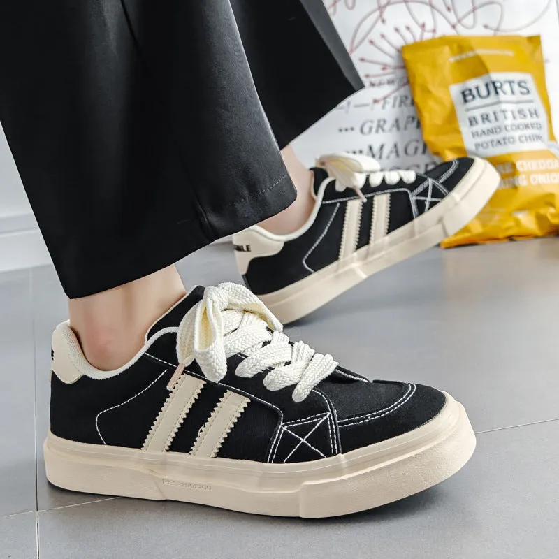 Scarpe da ginnastica da skate piatte in tela casual alla moda da uomo