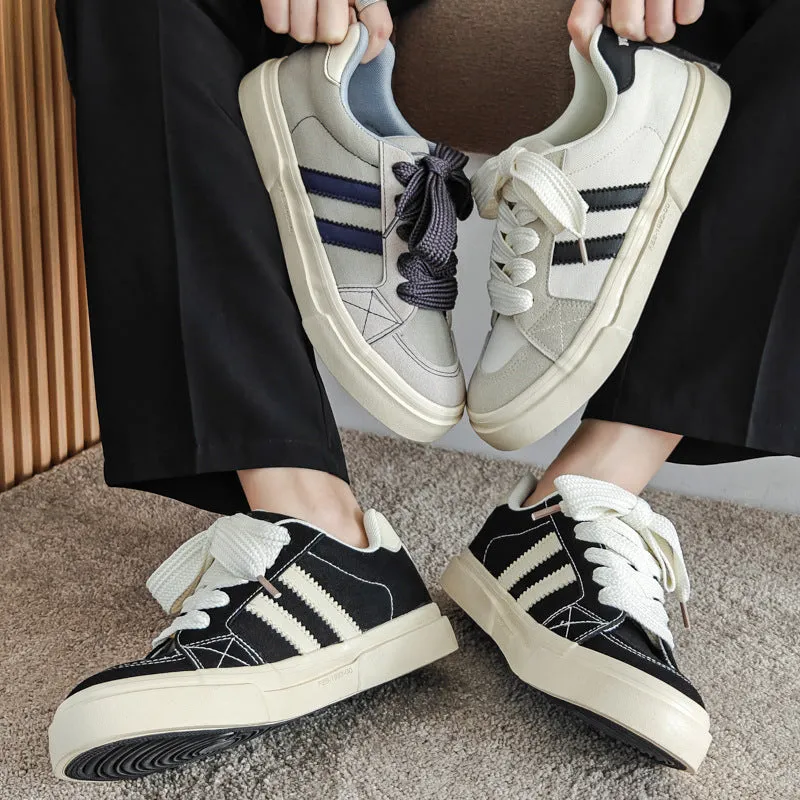 Scarpe da ginnastica da skate piatte in tela casual alla moda da uomo