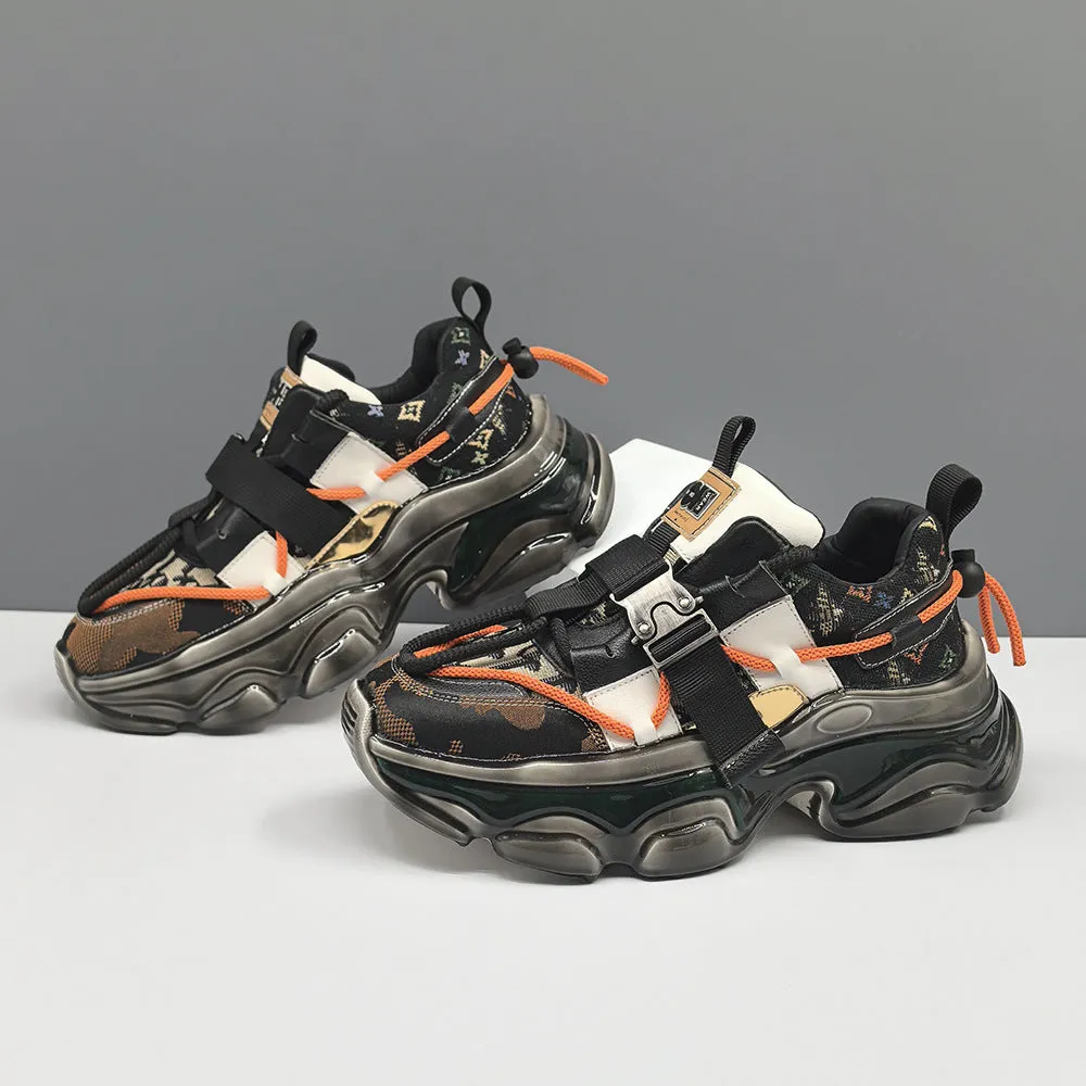 Scarpe da ginnastica da uomo con suola grossa alla moda patchwork