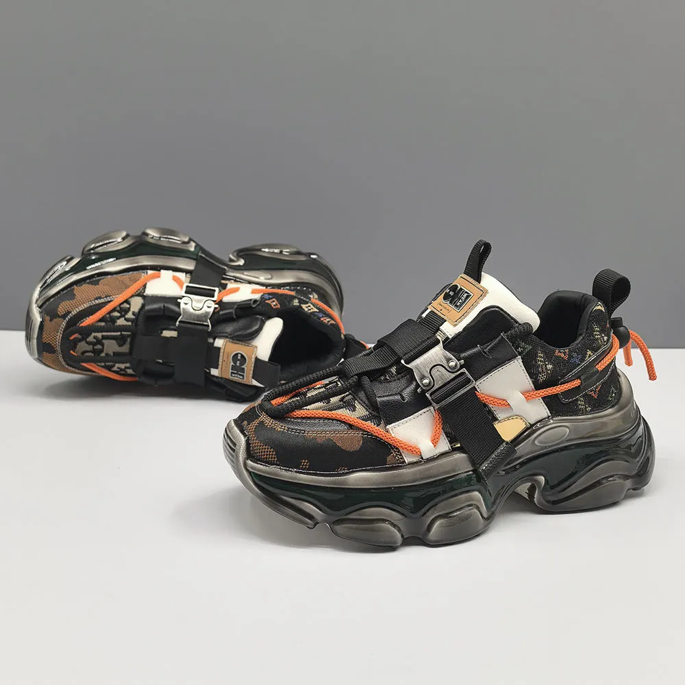 Scarpe da ginnastica da uomo con suola grossa alla moda patchwork
