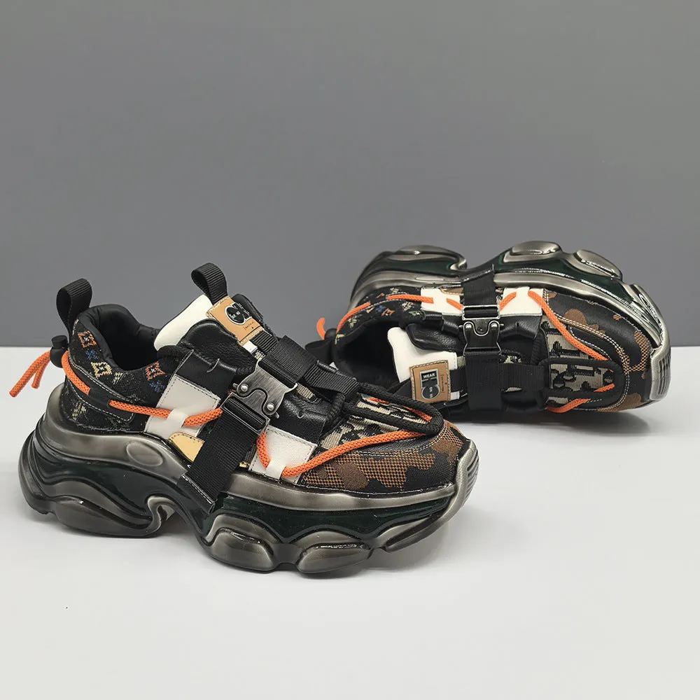 Scarpe da ginnastica da uomo con suola grossa alla moda patchwork