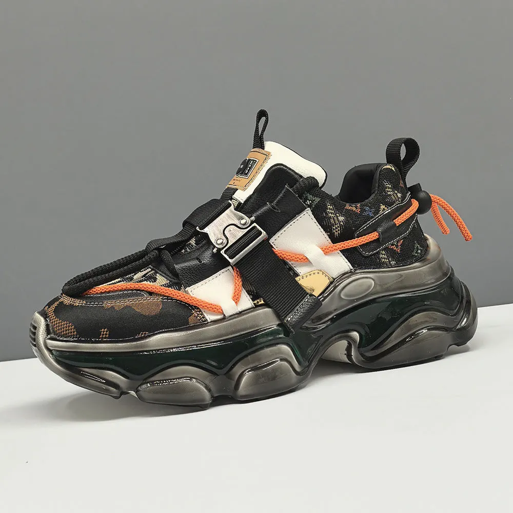Scarpe da ginnastica da uomo con suola grossa alla moda patchwork