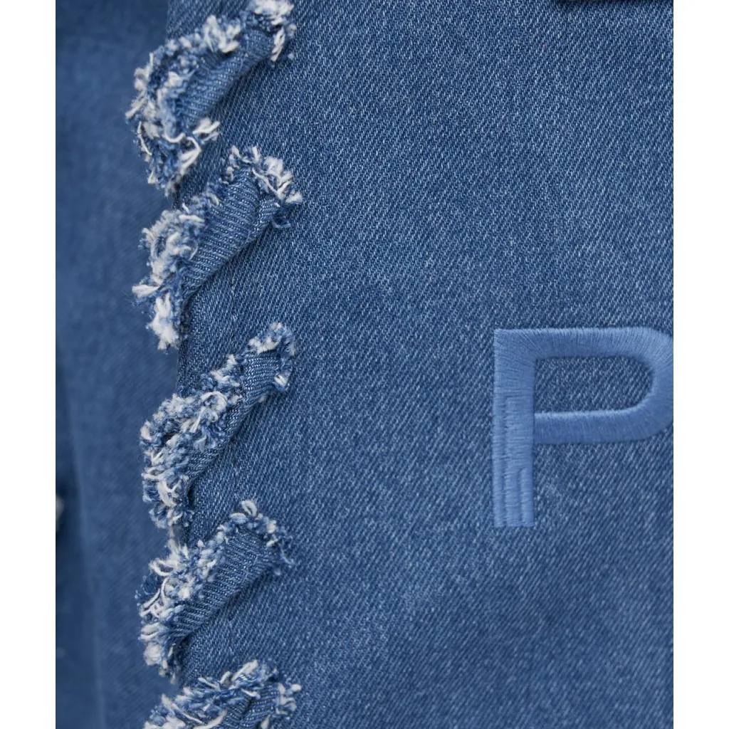 Shopper in canvas con logo ricamato blu