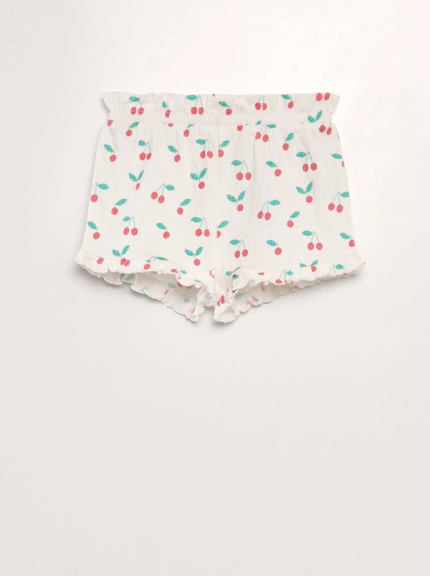 Shorts con bordi con volant - BIANCO