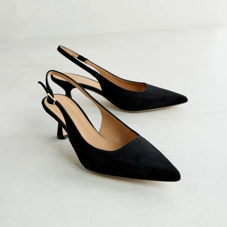 Slingback Camoscio Nero
