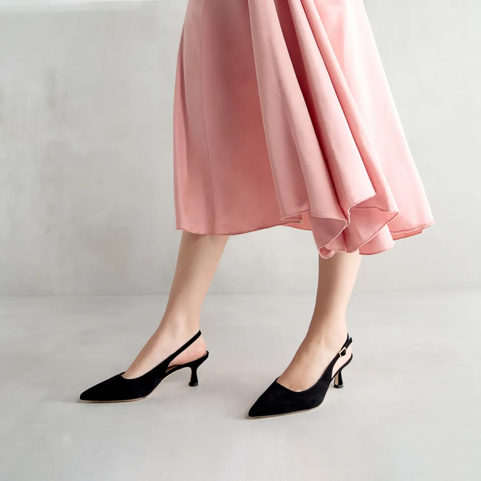 Slingback Camoscio Nero