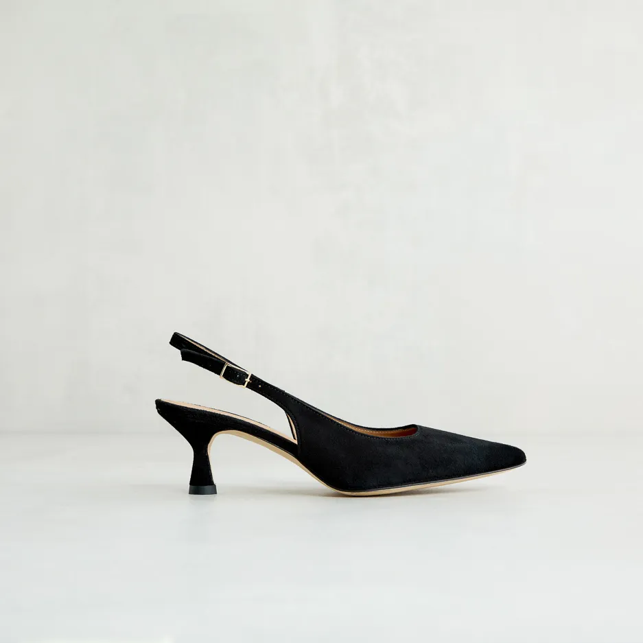 Slingback Camoscio Nero
