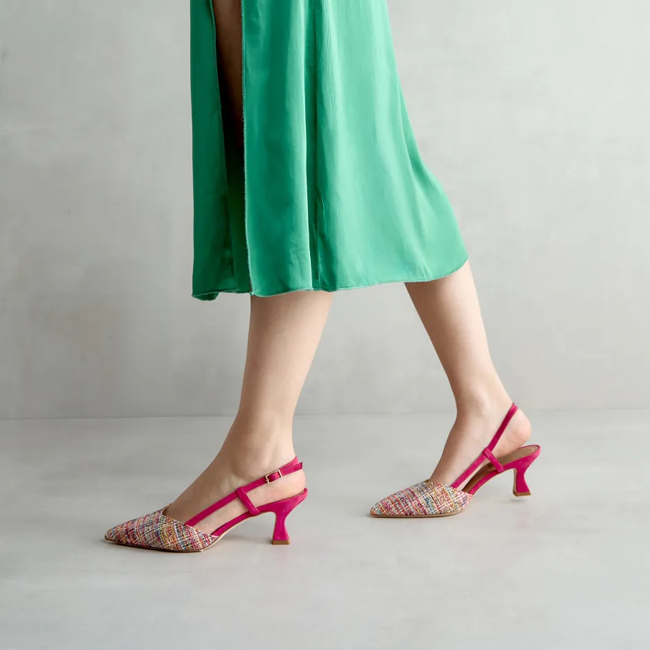 Slingback Tela Fuxia