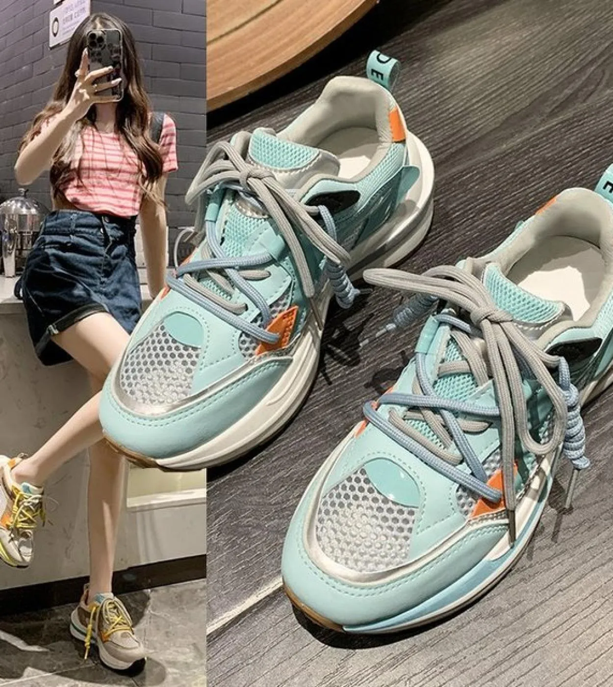 Sneakers da donna Fashion Lace Up Mesh Traspirante Platform Sneakers Scarpe casual Autunno Comodo Multicolor Tennis Dad S