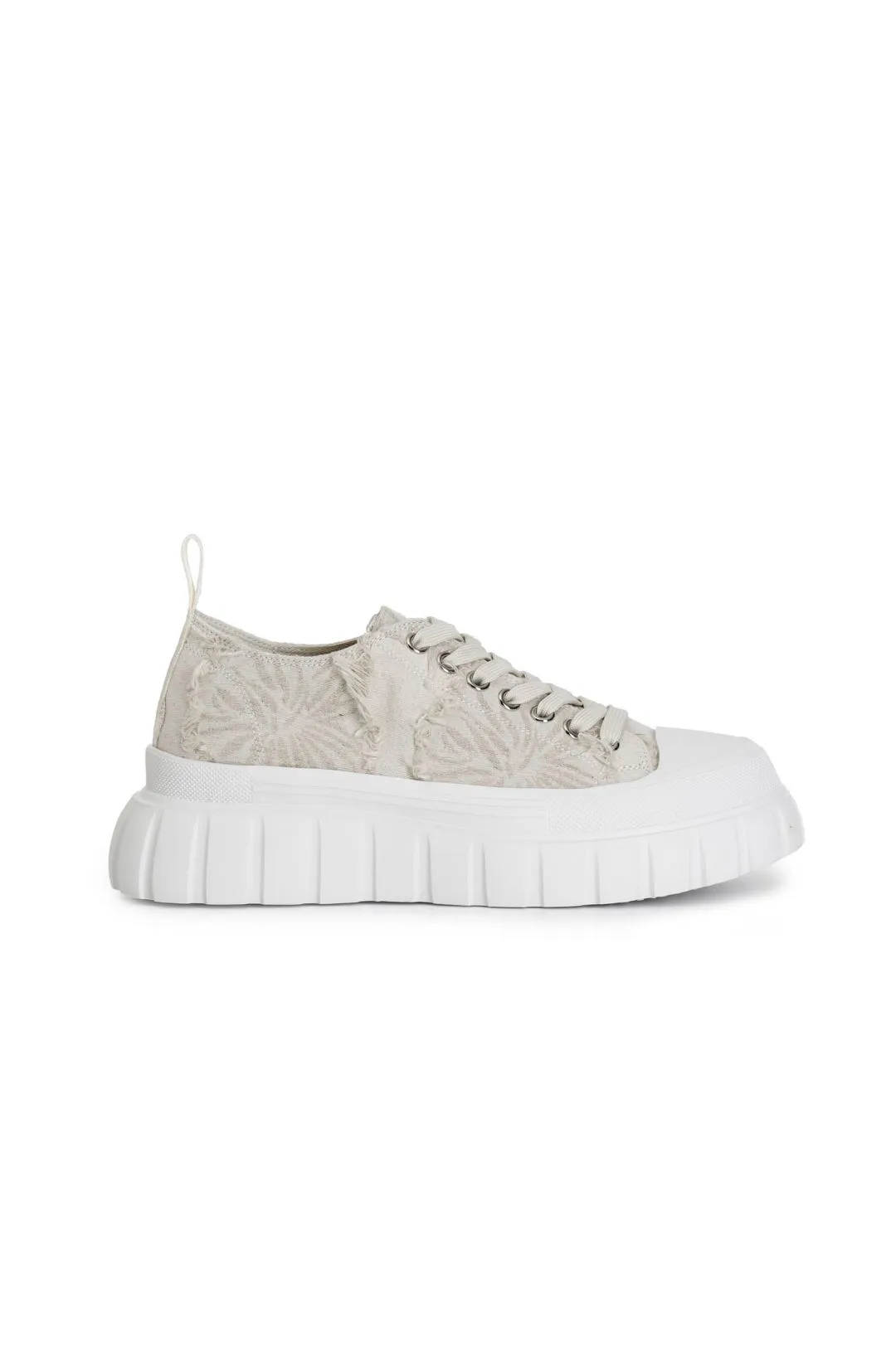sneakers in tessuto sfrangiato beige