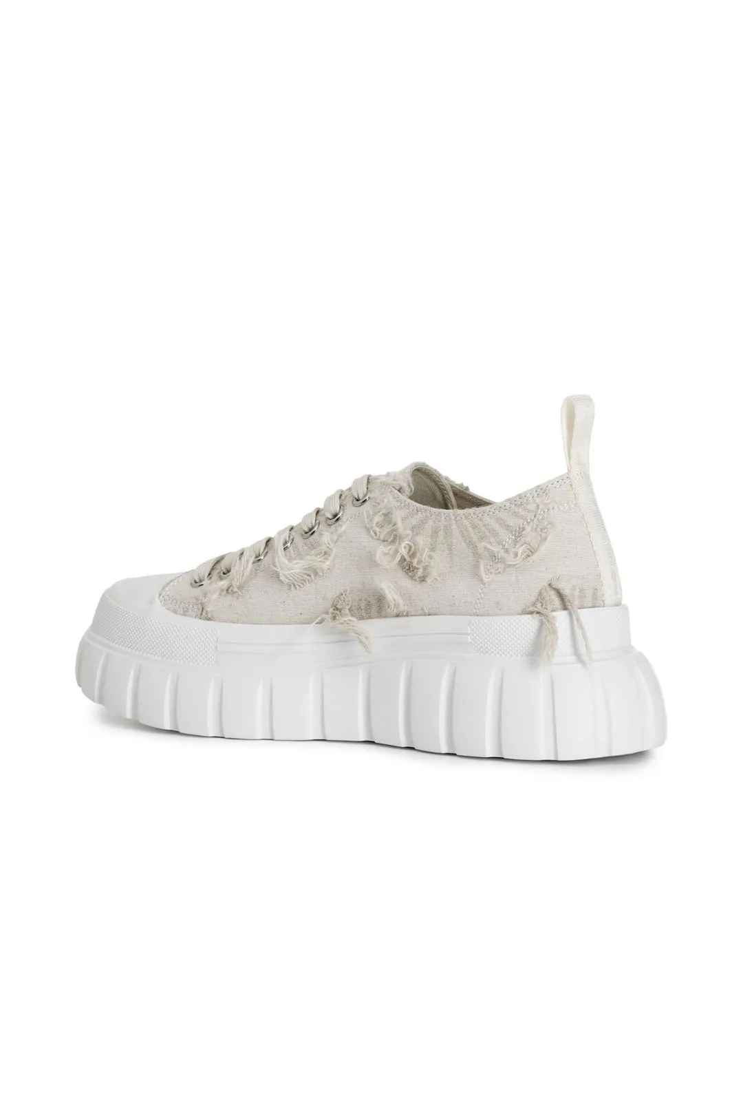 sneakers in tessuto sfrangiato beige
