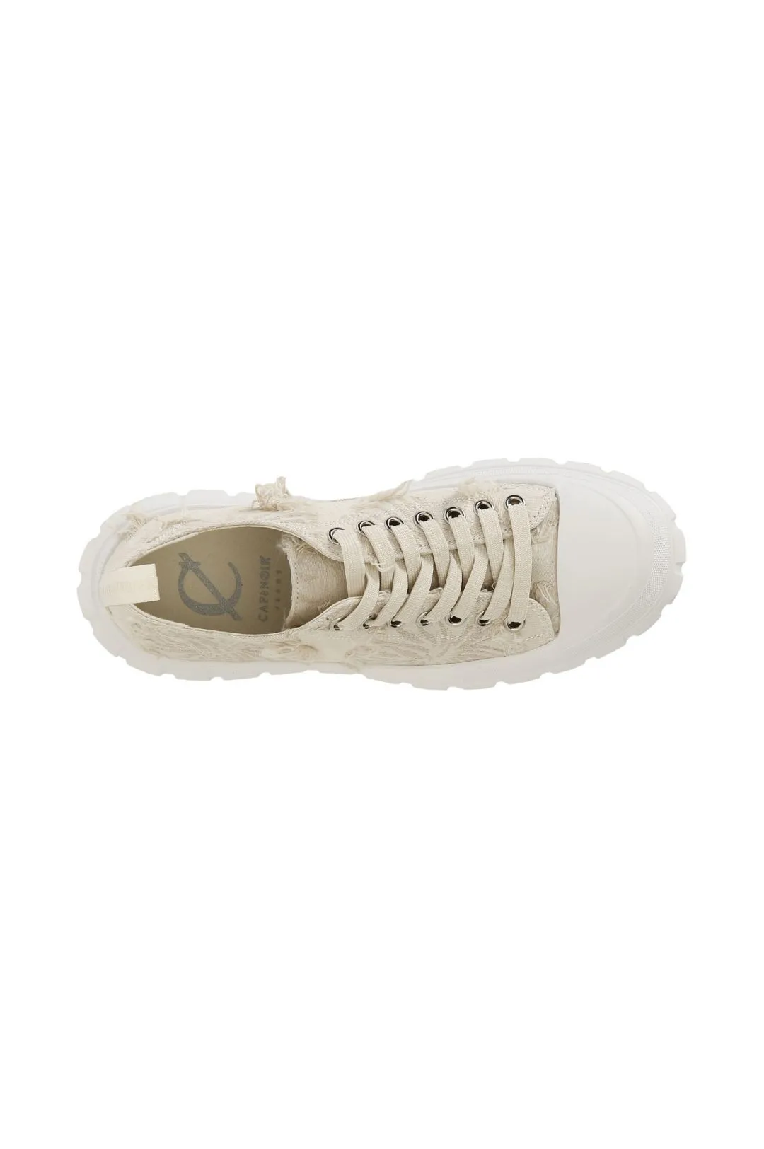 sneakers in tessuto sfrangiato beige