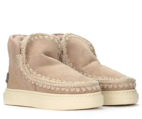Stivaletto Mou Eskimo Sneaker Bold  color cammello con logo glitterato