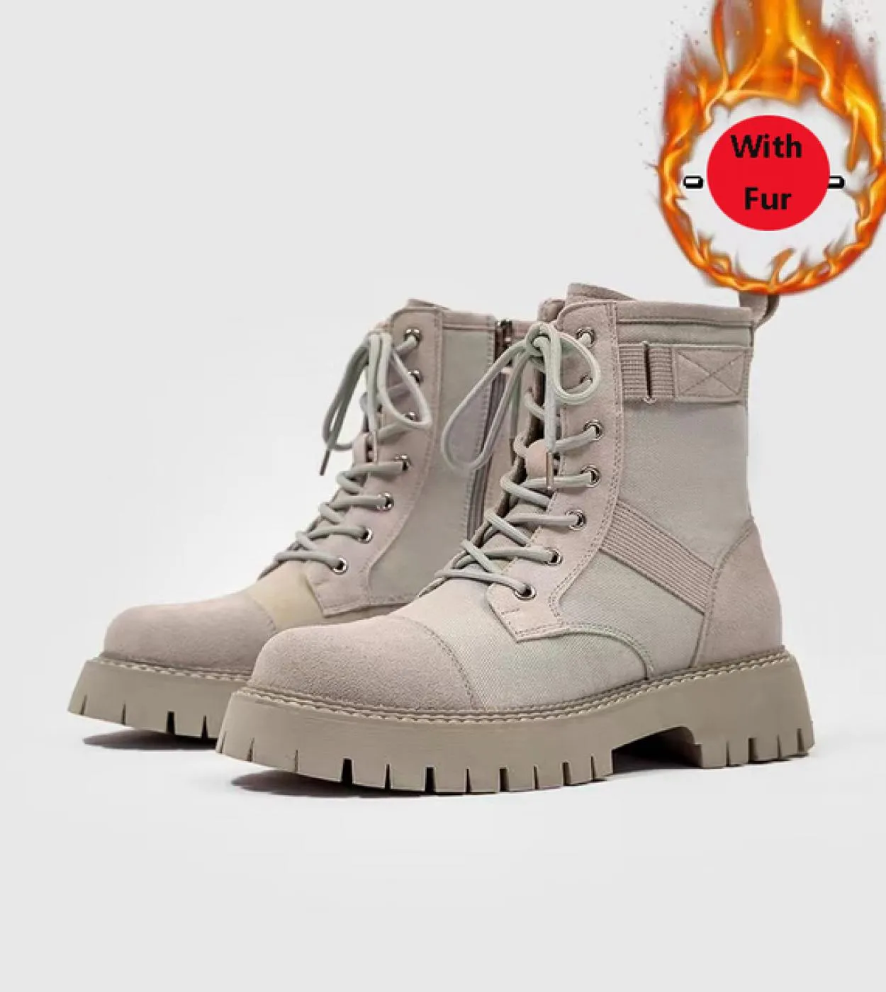 Stivali da deserto da uomo retrò Stivali di sicurezza da uomo medio alti in tela Scarpe da alpinismo da uomo allaperto marrone