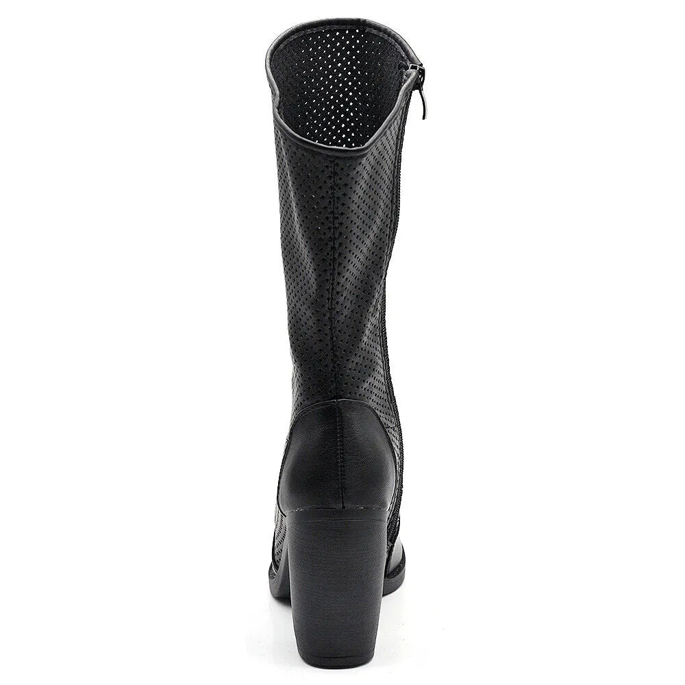 Stivali Tronchetti Camperos Primaverili Estivi Da Donna Tacco Traforati MP315-3