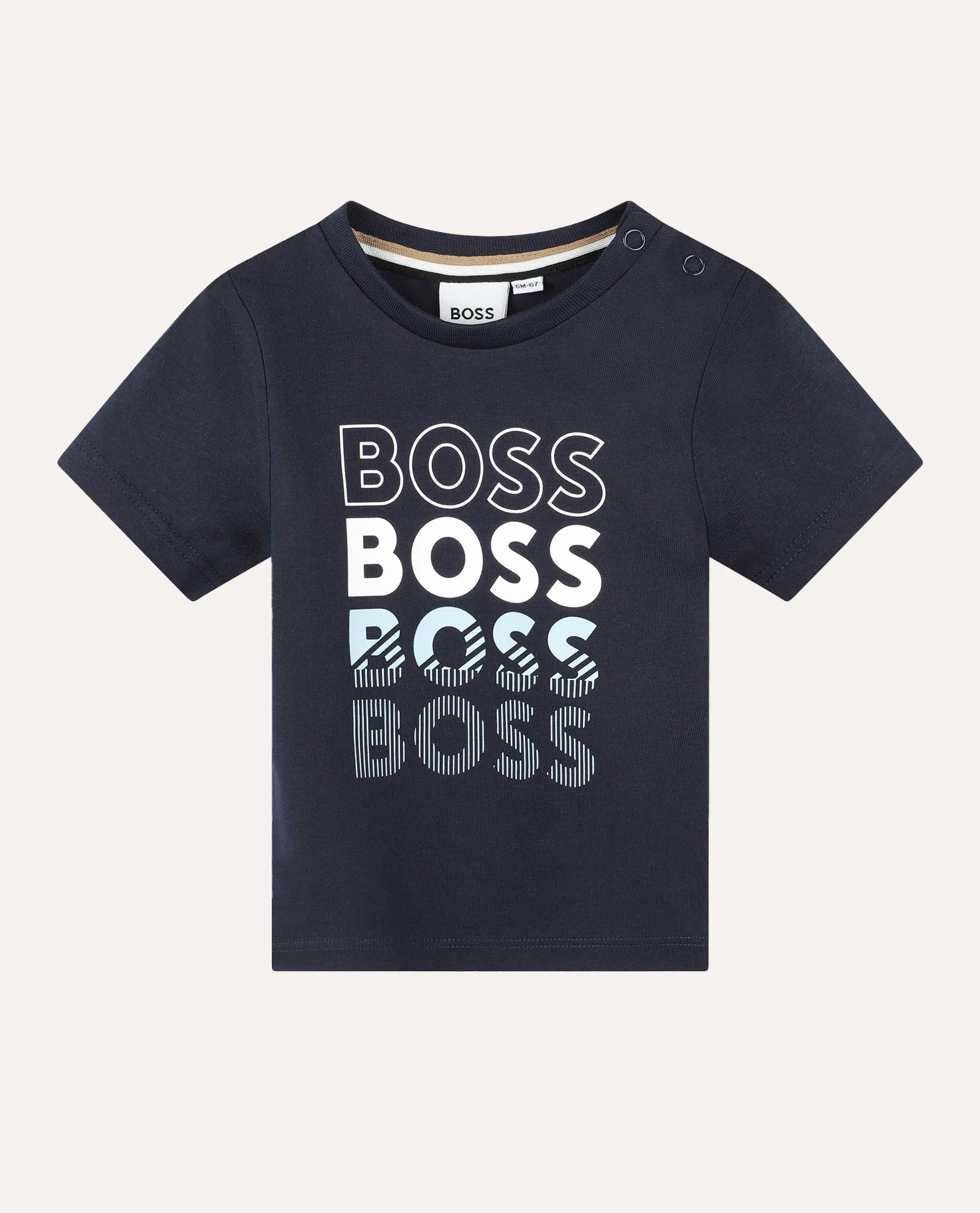 T-shirt bambino Boss con logo ripetuto