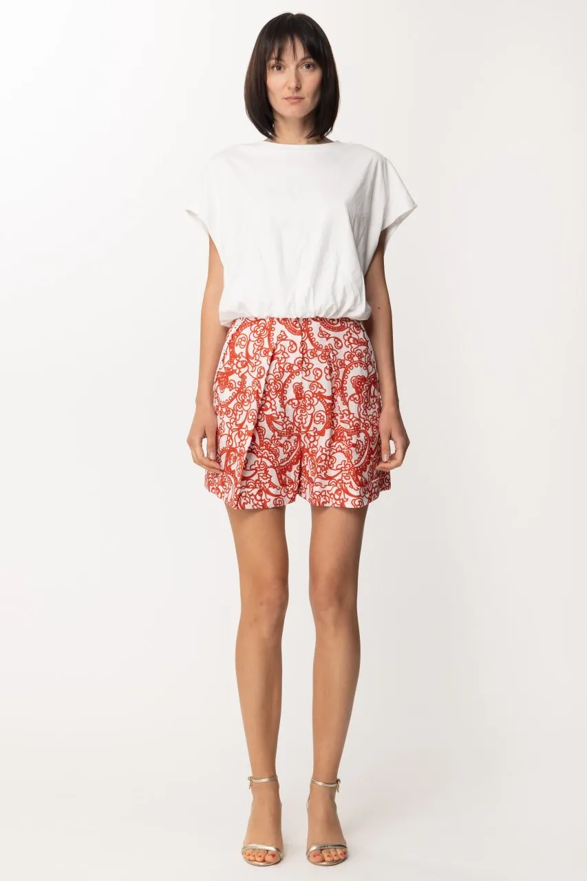 T-shirt crop con punto vita arricciato Bianco