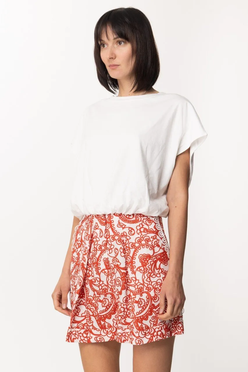 T-shirt crop con punto vita arricciato Bianco