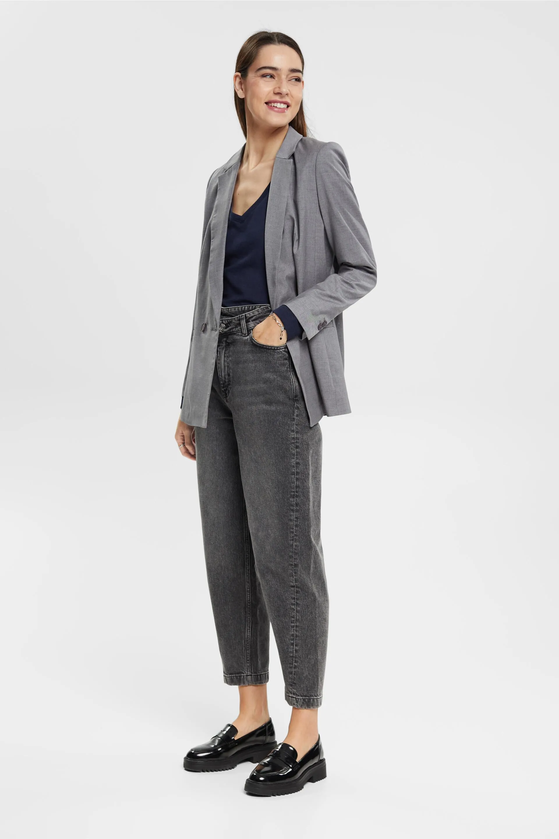Top a manica lunga con scollo a V
