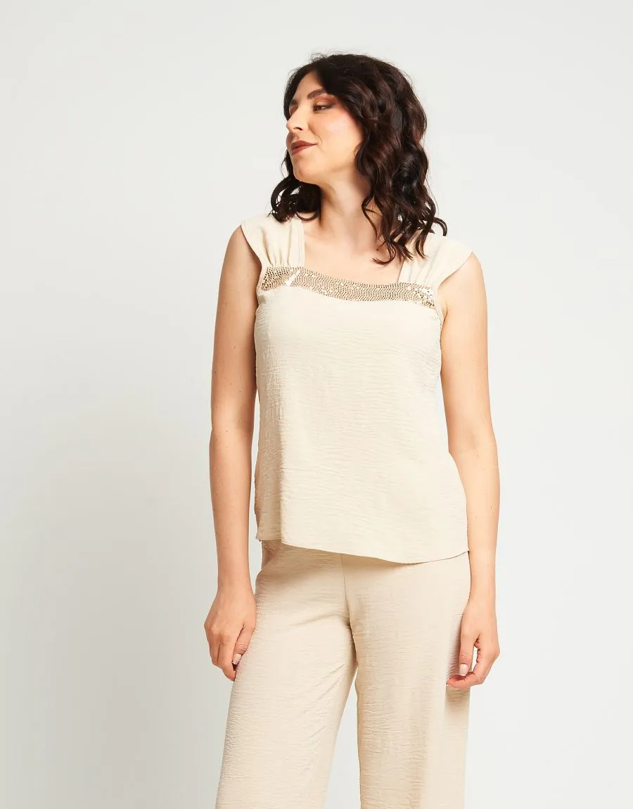 Top a spalla larga con inserto frontale