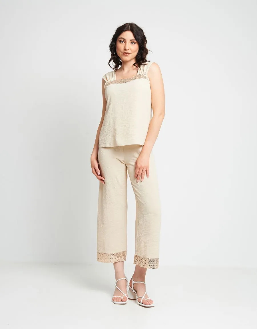 Top a spalla larga con inserto frontale