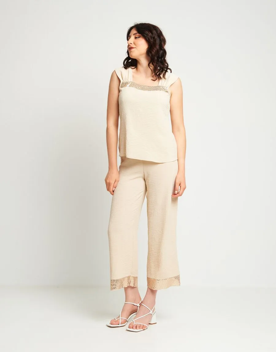 Top a spalla larga con inserto frontale