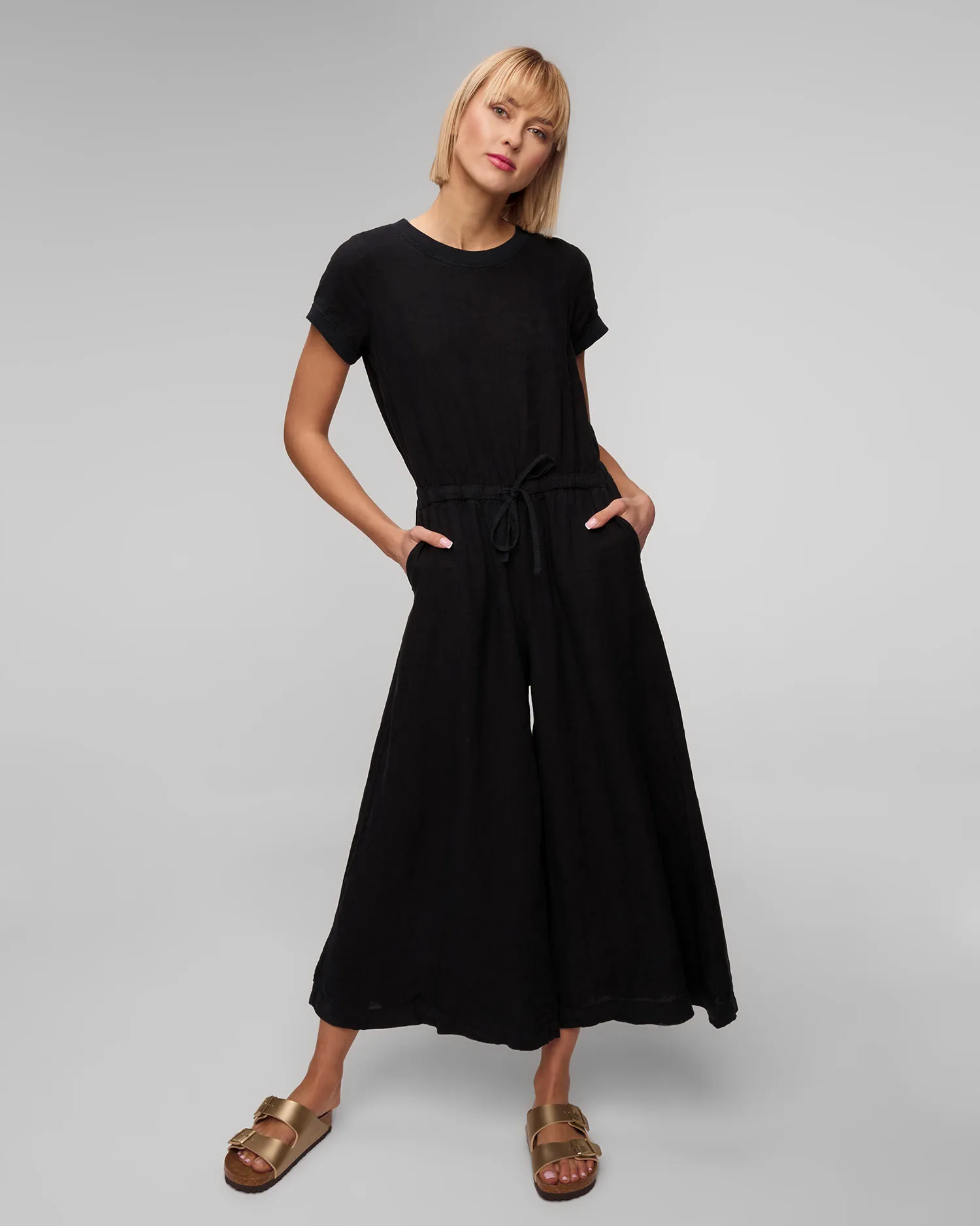 Tuta nera in lino da donna Deha D02238-10009