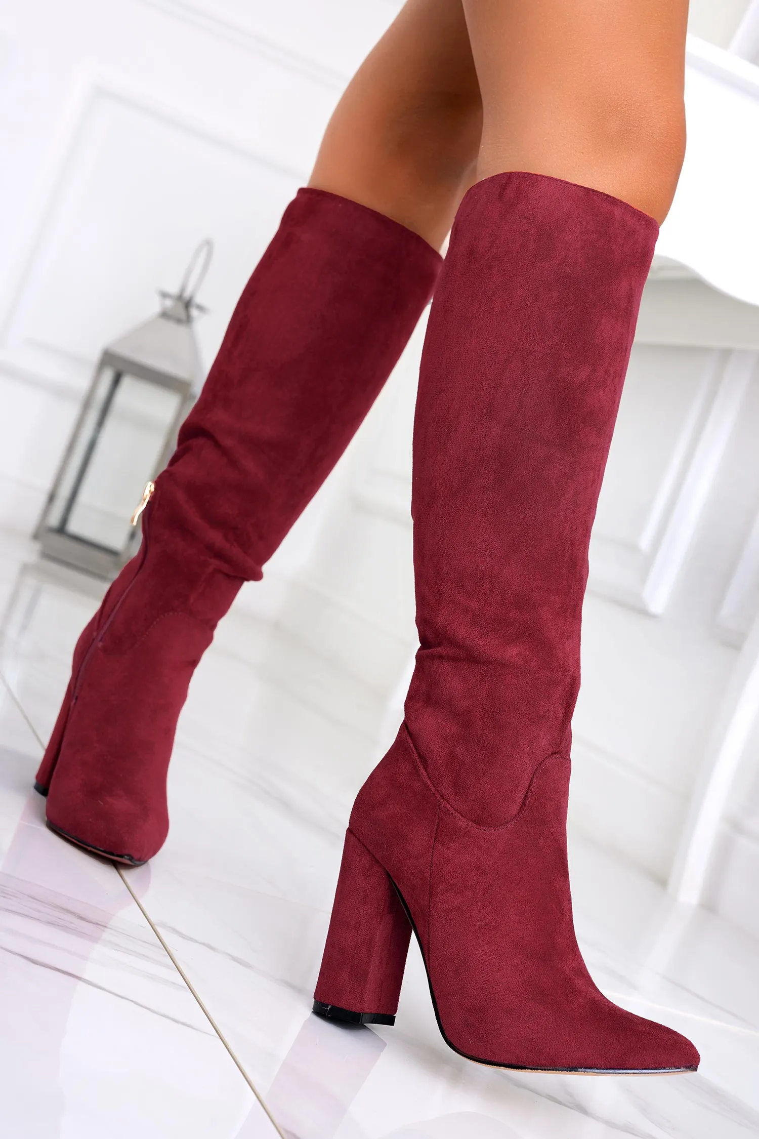 WENDY - Stivali bordeaux scamosciati Alexoo con tacco alto